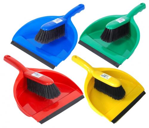 Dustpan & Brush Set Stiff - R/B/Y/G