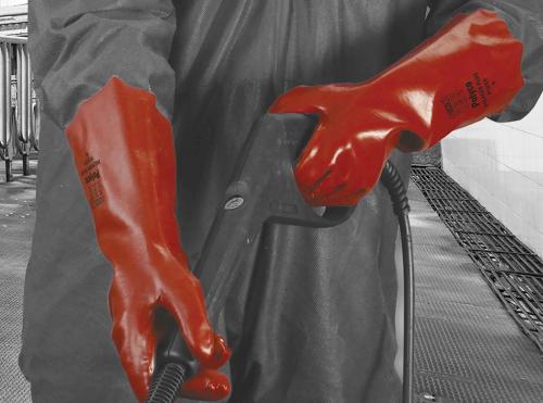 Polygen Plus - 11"                      Red PVC Chemical Resistant Gauntlet
