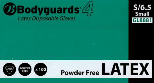 Bodyguards Disposable Latex Gloves      - Powder Free                           GL8881 - Small