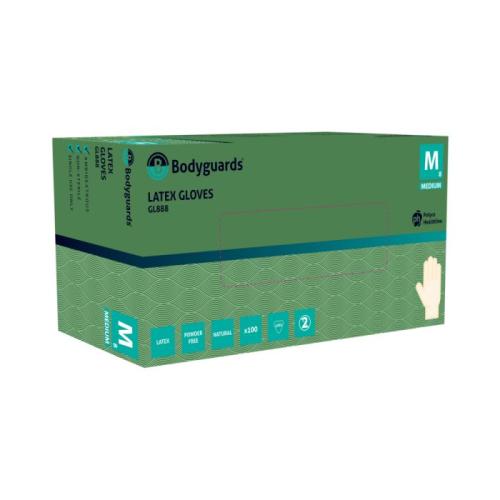 Bodyguards Disposable Latex Gloves      - Powder Free                           GL8882 - Medium