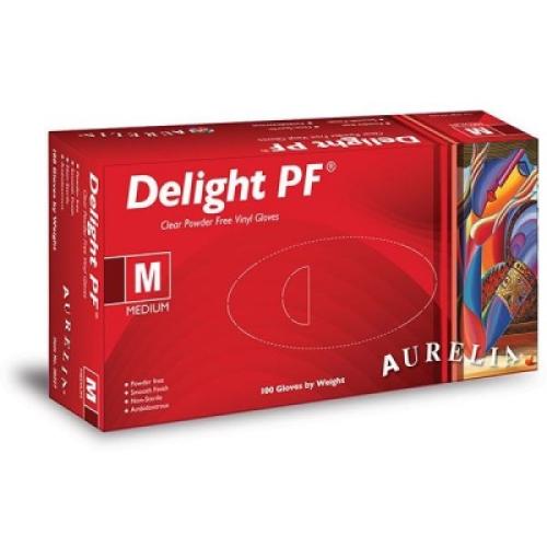 Aurelia Delight Disposable Vinyl Gloves - Powder Free                           - Medium