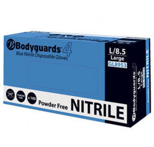 Bodyguards Disposable Nitrile Gloves    Powder Free - Light Blue