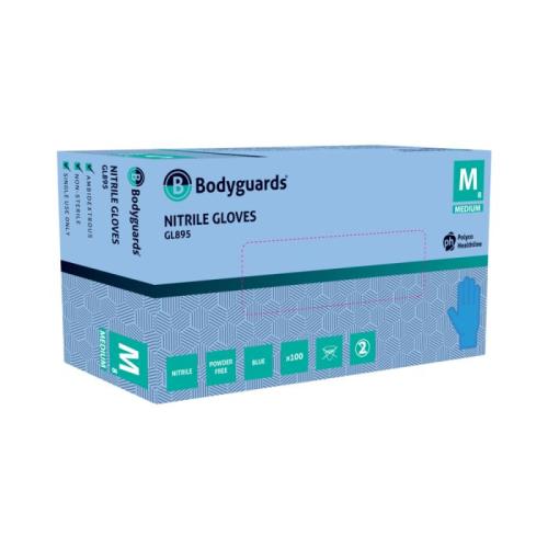 Bodyguards Disposable Nitrile Gloves    Powder Free GL8953 Light Blue           - Large