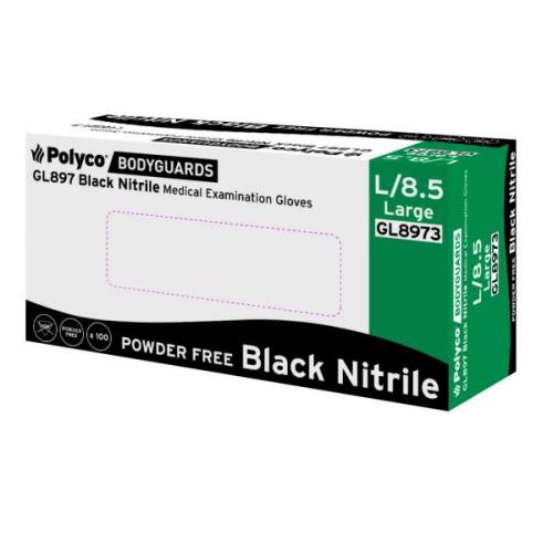 Bodyguards Disposable Nitrile Gloves    Powder Free - Black Small               GL8971