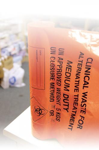 Clinical Waste Printed Sack 11x17x26"   5kg-Orange (SINGLE ROLL)                MVN022/MVN1667