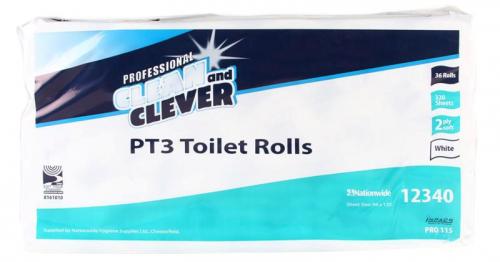 Clean & Clever Toilet Roll PT3          2ply White                              12340
