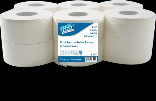 Clean & Clever Mini Jumbo PM7           Toilet Tissue 2ply White (3"Core)       60088