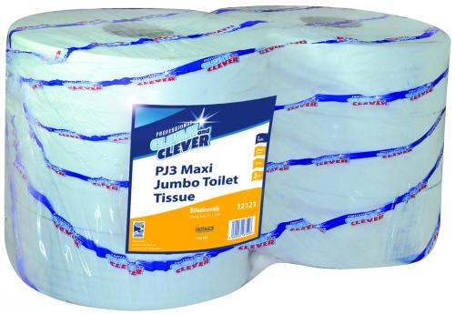 Clean & Clever Maxi Jumbo PJ3           Toilet Tissue 2ply White (3"Core)       12121