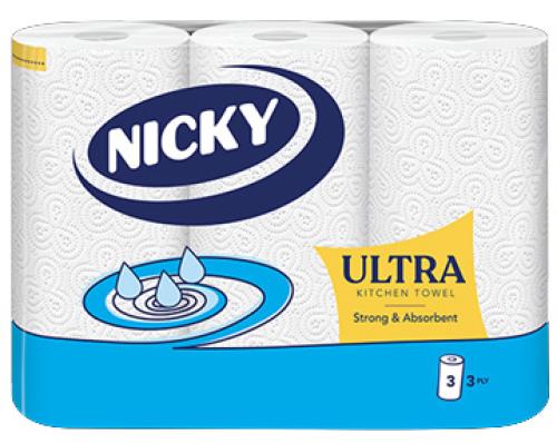 Nicky Ultra Kitchen Roll                3ply White                              422808