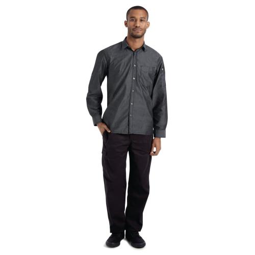 Chef Works Detroit Long-Sleeve Black Denim Shirt (SKL001) - Size L