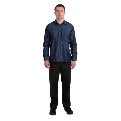 Chef Works Detroit Long-Sleeve Blue Denim Shirt (SKL001) - Size L