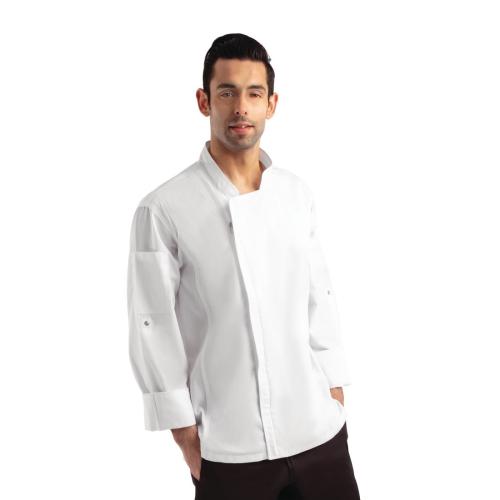 Chef Works Hartford Lightweight L/S Zipper Coat White - Size L