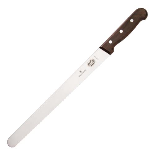 Victorinox Wood Handle Slicer Knife Round Blade Wavy Edge Round Tip - 30cm