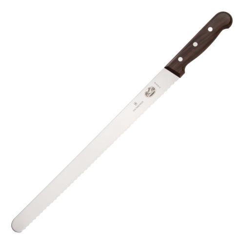 Victorinox Wood Handle Slicer Knife Round Blade Wavy Edge Round Tip - 36cm