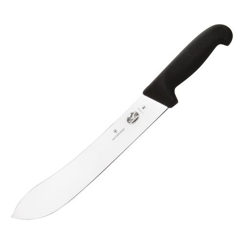 Victorinox Fibrox Black Handle Safety Nose Slaughter and Butcher's Knife - 25cm
