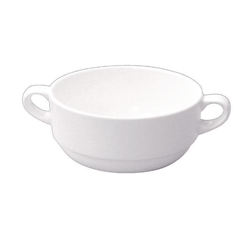Alchemy White Consomme Bowl Handled 10oz (Box 24) (Direct)