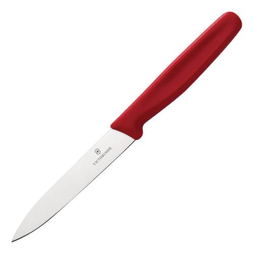 Victorinox Standard Red Handle Paring Knife Pointed Tip - 10cm