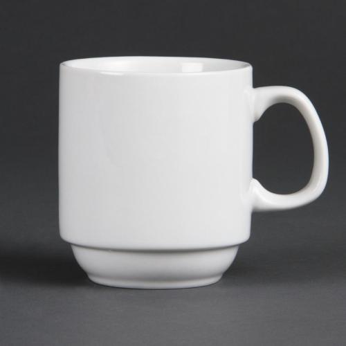 Olympia Whiteware Stacking Mug - 284ml 9 3/5fl oz (Box 12)