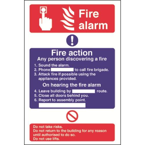 Vogue Fire Alarm/Fire Action - 300x200mm (Self Adhesive)