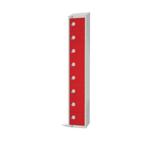 450mm Deep Locker 8 Door Camlock Red with Sloping Top (Direct)