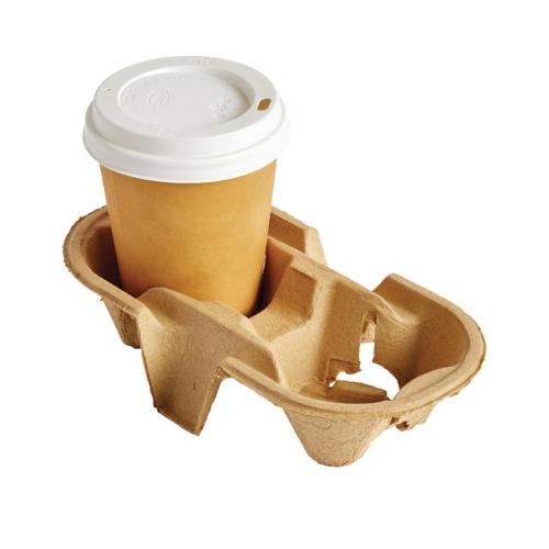 Moulded Pulp 2 Cup Carry Tray (Box 320)