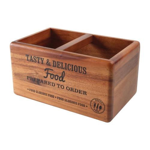 T&G Food Glorious Food Acacia Table Tidy with Chalkboard - 270x170x140mm