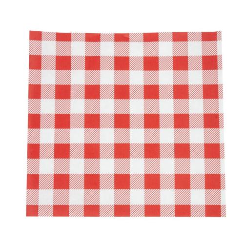 Red Gingham Greaseproof Paper - 250x250mm (Pack 200)