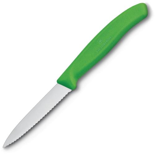 Victorinox Swiss Classic Green Handle Paring Knife Pointed Tip Wavy Edge - 8cm
