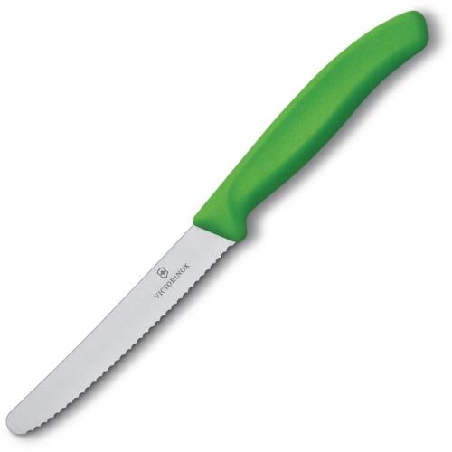 Victorinox Swiss Classic Green Handle Tomato/Table Knife Wavy Edge - 11cm