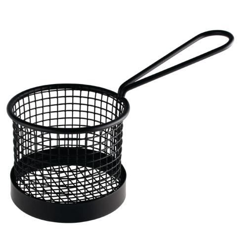 Olympia Round Presentation Basket Black with Handle - 95x80mm