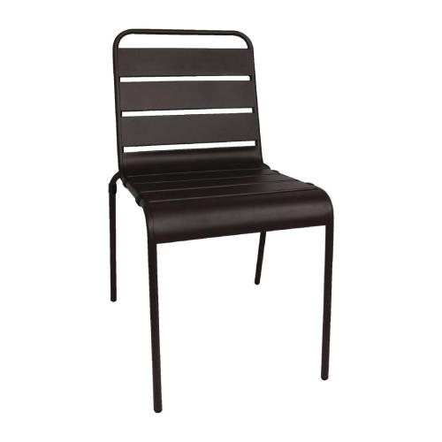 Bolero Slatted Steel Side Chair Black (Pack 4)