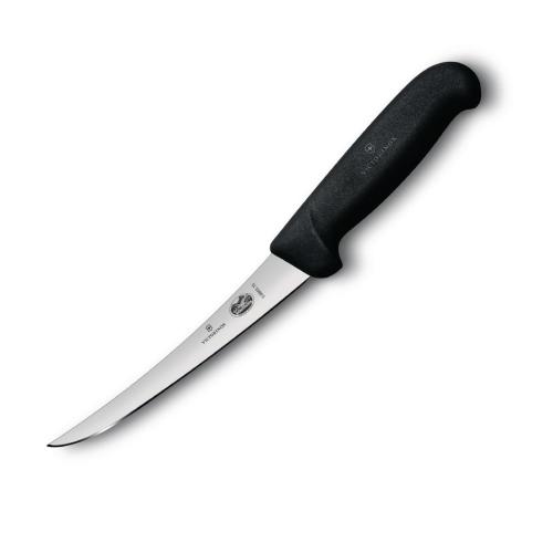 Victorinox Fibrox Black Handle Boning Knife Curved Narrow Blade - 15cm