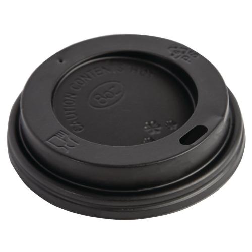 Fiesta Recyclable Lid For Hot Cups- Black 8oz (Pack 50)