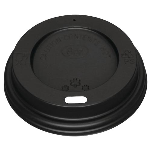 Fiesta Recyclable Lid For Hot Cups- Black 8oz (Pack 1000)