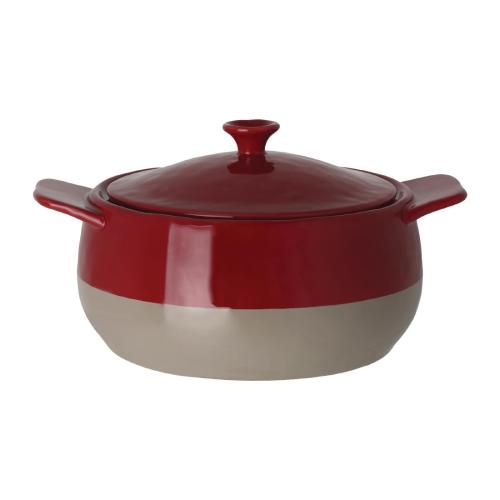 Olympia Cookware Round Eared 2-tone Baker 290x240x190mm 1.8Ltr 64oz Red/Grey