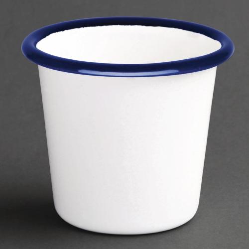 Olympia Enamel White/Blue Sauce Cup - 115ml 3.88fl oz (Box 6)
