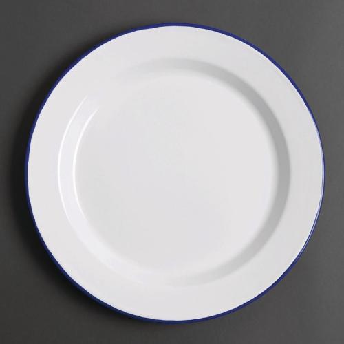 Olympia Enamel White/Blue Dinner Plate - 300mm 12" (Box 6)