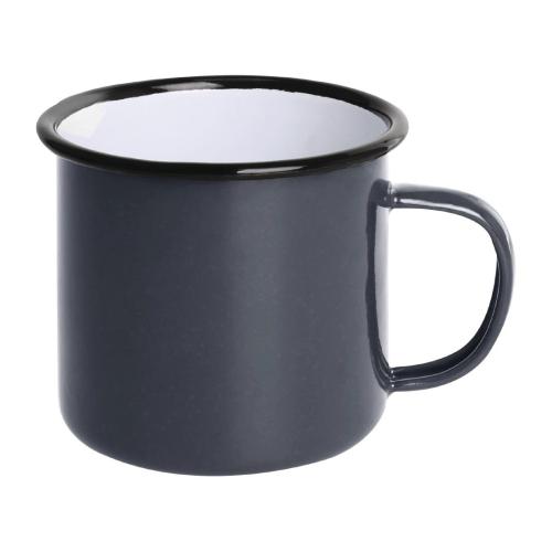 Olympia Enamel Grey/Black Mug - 350ml 11.8fl oz (Box 6)