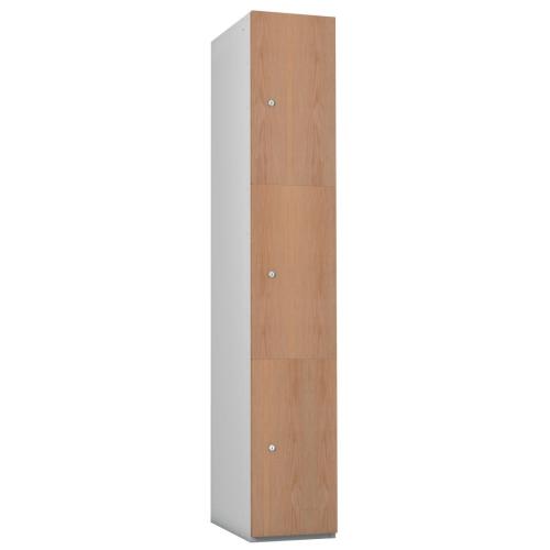 Timberbox Three Door Camlock Locker Oak Finish