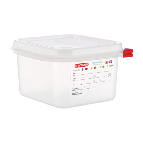 Araven Food Container - 1/6 GN 1.7Ltr with Lid 100mm (Pack 4)