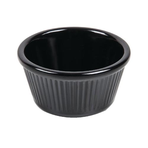 Olympia Kristallon Melamine Ramekin Fluted Black 28ml (Box 12)