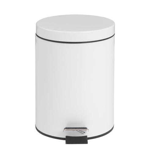 Bolero Round Stainless Steel Pedal Bin White - 5ltr