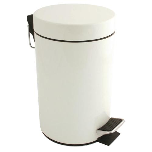 Bolero Round Stainless Steel Pedal Bin White - 3Ltr