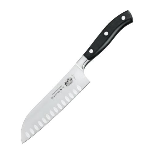 Victorinox Fully Forged Santoku Knife Fluted Blade Black - 17cm
