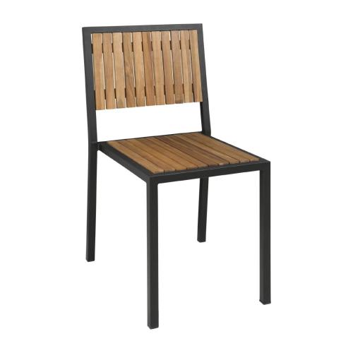 Bolero Steel & Acacia Side Chair (Pack 4)