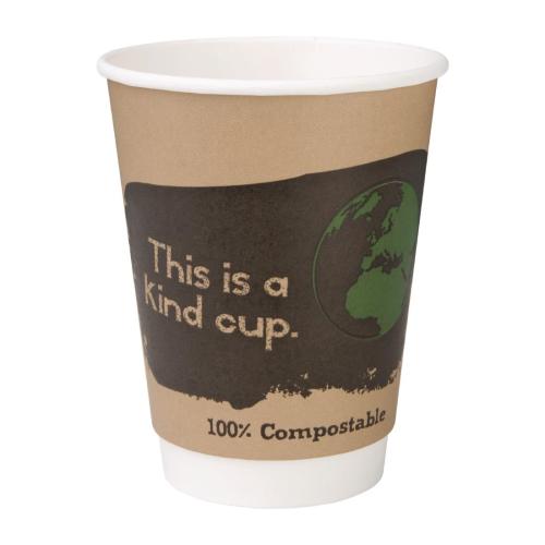 Fiesta Compostable Hot Cup Double Wall 'Kind' 12oz (Sleeve 25)