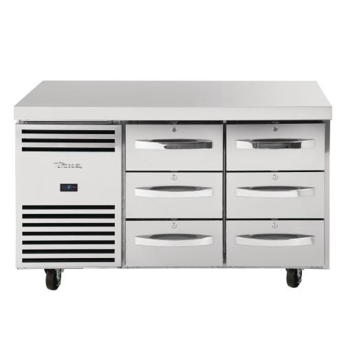True 2 Section 1/1GN Counter Refrigerator w/6 Drawers TCR1/2-CL-SS-3D-3D(Direct)
