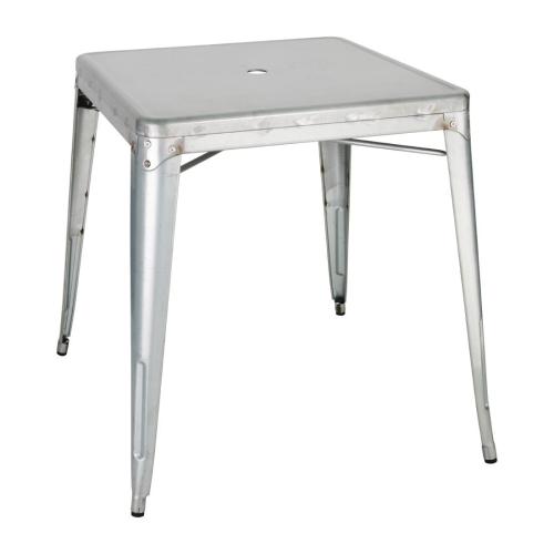 Bolero Bistro Square Steel Bistro Table Galvanised - 660mm