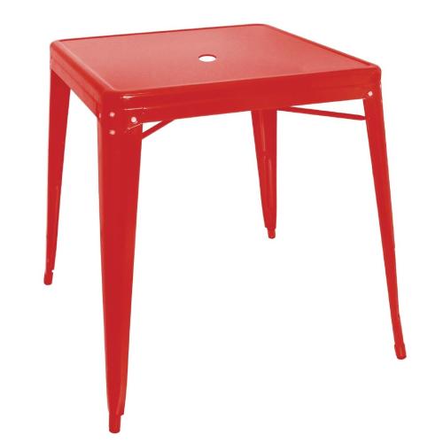 Bolero Bistro Square Steel Table Red - 660mm