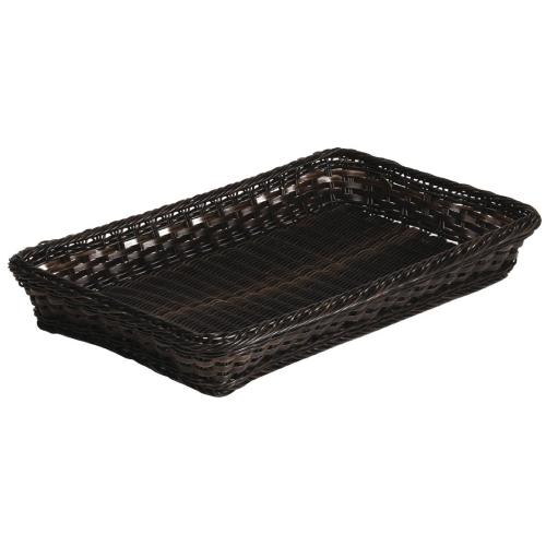 APS Frames Poly-Rattan Basket GN 1/1 Dark Brown - 535x325x65mm (B2B)